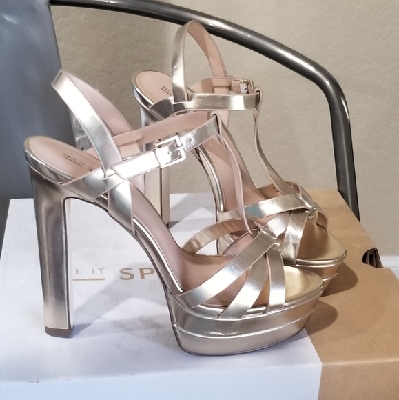 Gold Shiny Metallic High Platform High Heels Miami 7.5 - Picture 12 of 16